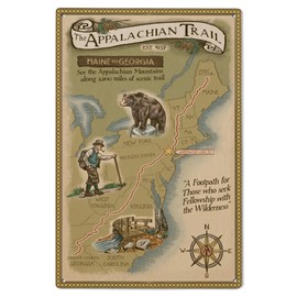 Lantern Press 6x9 Inch Wood Sign, Ready to Hang Wall Decor, Greenwood Lake, New York, Appalachian Trail Map