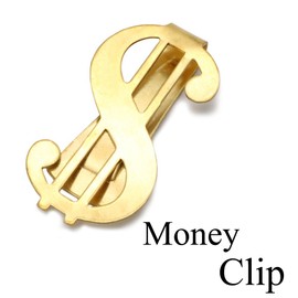 akusesari-syoppupiena Men's Money Clip Gold $ Dollar Sign Simple and Cool Money Clip Fashionable Overseas and Travel