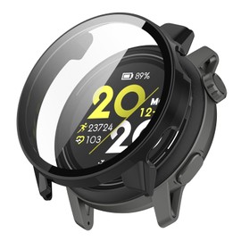 SHEAWA for COROS PACE 3 Case Cover PC + Tempered Glass Film Full Protection 9H Hardness Integrated Protective Case Compatible Protective Cover Shockproof Accessories (Black)