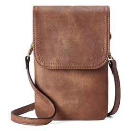 Apradas Women Leather Small Phone Crossbody Bag Faux Leather Phone Purse Wallet Design Cross Body Bags for Women Girls (Brown)