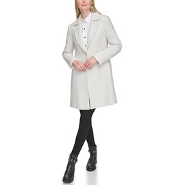 Karl Lagerfeld Paris Women's Solid Texture Wool Classic One Button Blazer, White