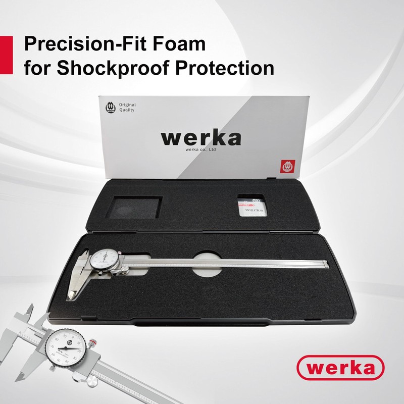 werka Dial Caliper 12 Inch, Shockproof Dial Caliper Measuring Tool
