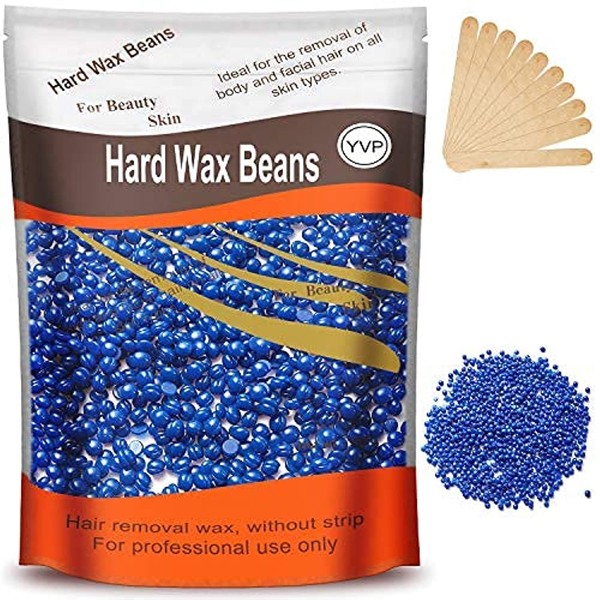 Hard Wax Beans for Painless Hair Removal, Yovanpur Brazilian Waxing for Face, Eyebrow, Back, Chest, Bikini Areas, Legs At Home 300g (10 Oz)/bag with 10pcs Wax Spatulas（Chamomile)