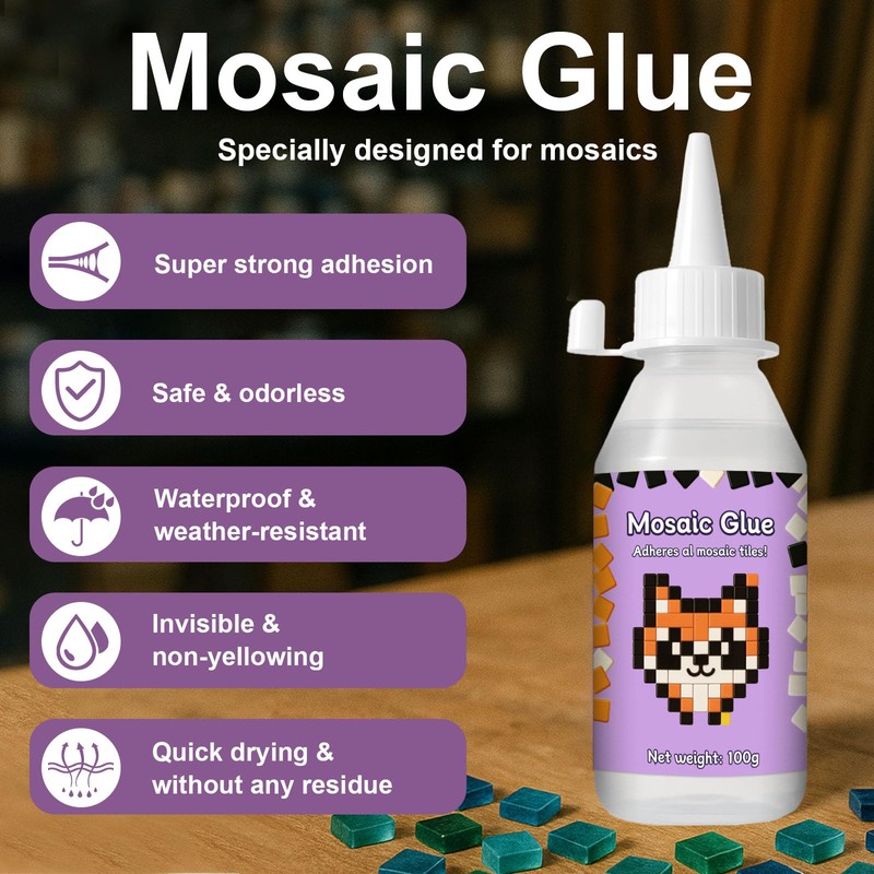 1DFAUL 100g Mosaic Tile Glue Clear, Mosaic Adhesive, Strong Bond,