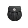 Uneed 100% BLACK LEATHER SPORRAN WITH THISTLE AND 3 TASSELS