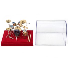 Miniature Musical Instrument, Kit Miniature Drum Set for Desk Drum Set Model Display Mini Ornaments Craft Home Decor (14cm)