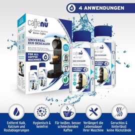 Caffenu Universal Eco Descaler Compatible with Nespresso, Tchibo Caffissimo and More, All-Round Care for 1 Year, 400 ml, 4 Applications