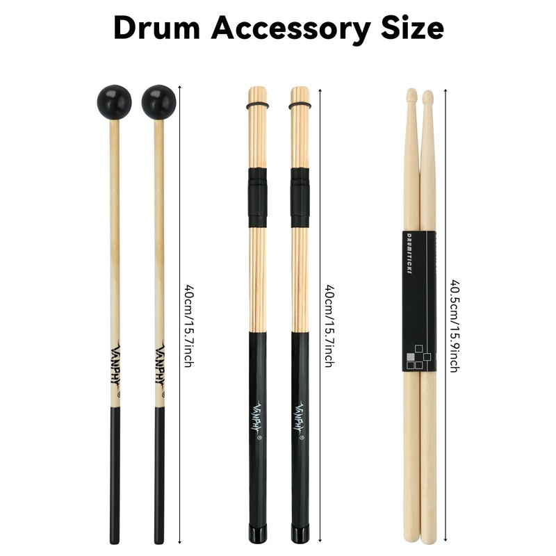 VANPHY Drum Stick Bag Set Include 5 Pair Drum Sticks