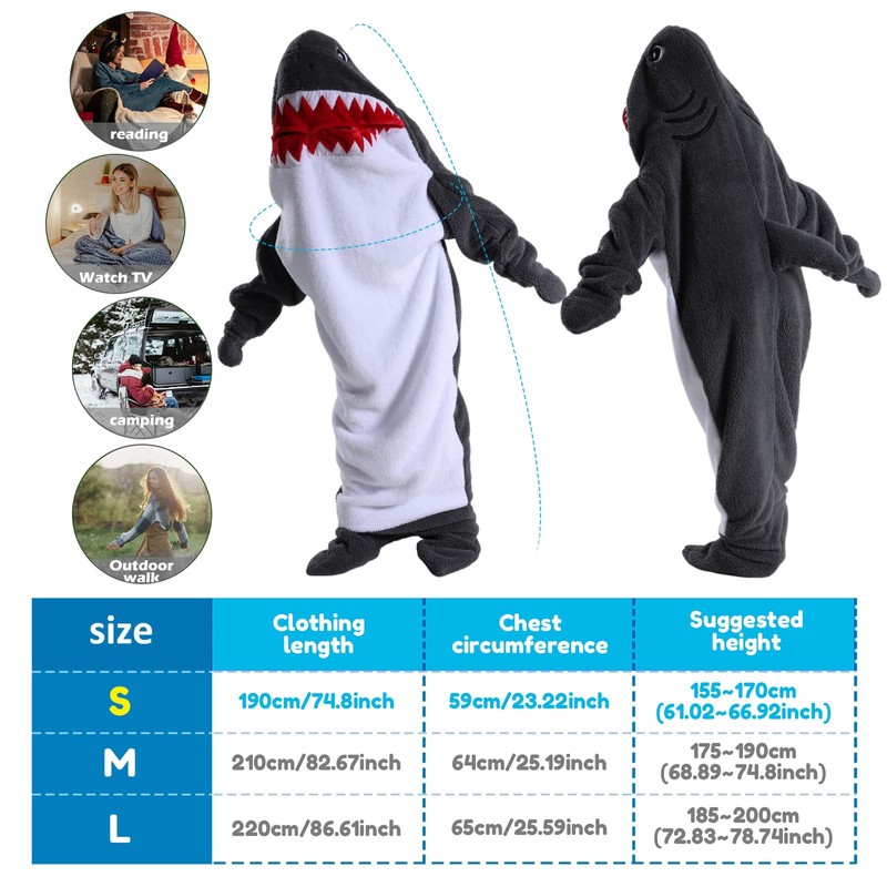 ZLHETWT Shark Blanket, Shark Blanket Hoodie, Shark Onesie Blanket, Comfortable