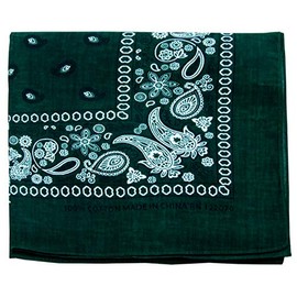 Paisley One Dozen Cowboy Bandanas (Hunter Green, 22 X 22 in)