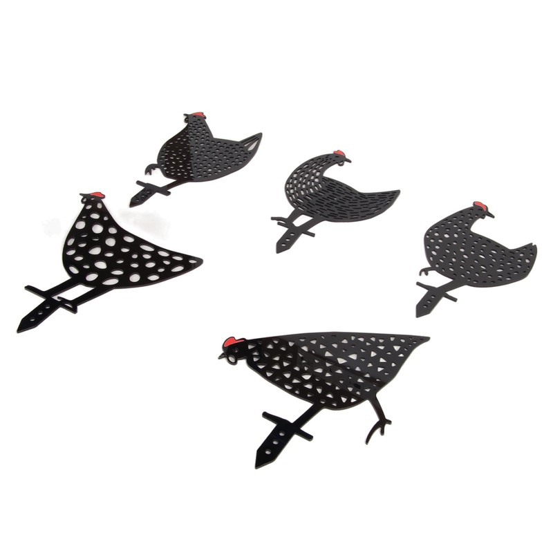 5Pcs Rooster Silhouette Acrylic Hollowed Assorted Style Rich Details Black
