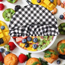 PHOGARY Food Covers, Reusable Waterproof Food Cover, 5 Different Sizes Machine Washable Elastic Fabric Covers for Dish Plate Bowl Cup Can Lid