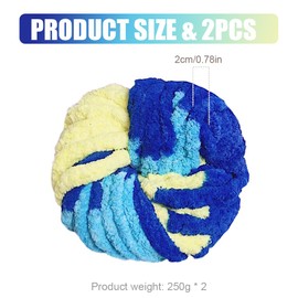 Chunky Wool Yarn 250g × 2, Coarse Knitting Wool for Crochet, Soft Yarn for Bags, Hats, Blankets, Pillow, Cat Bed (Gradient M)