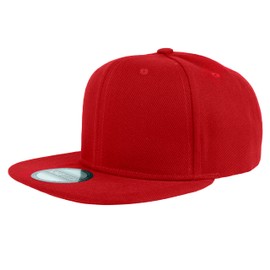 Gelante Plain Blank Flat Brim Adjustable Snapback Baseball Caps Wholesale LOT 12 Pack - 1500-Red
