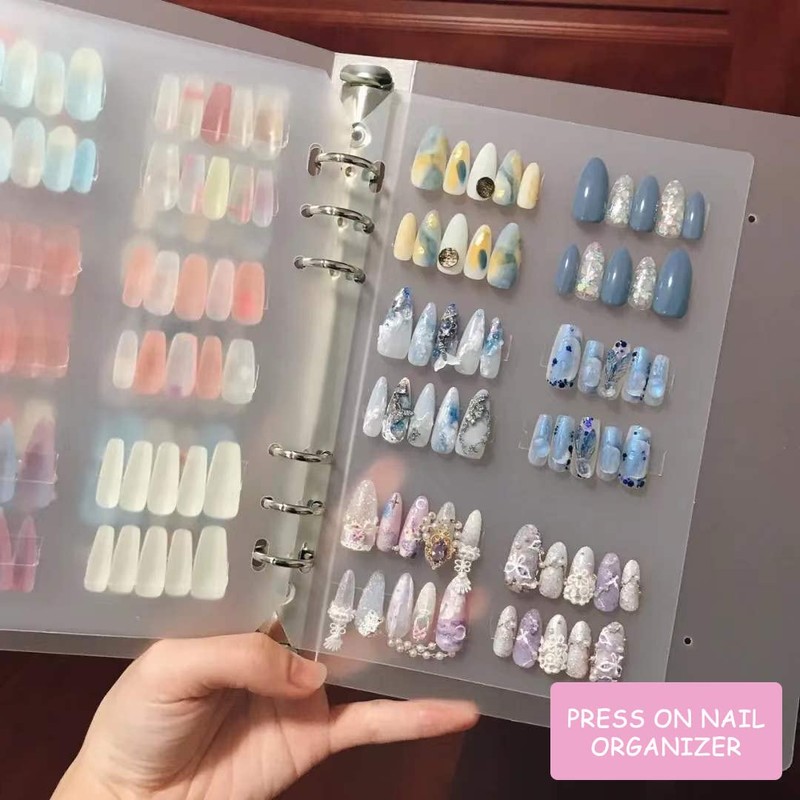 Press On Nail Organizer,Press On Nail Packaging,Removable Loose-Leaf Storage Book
