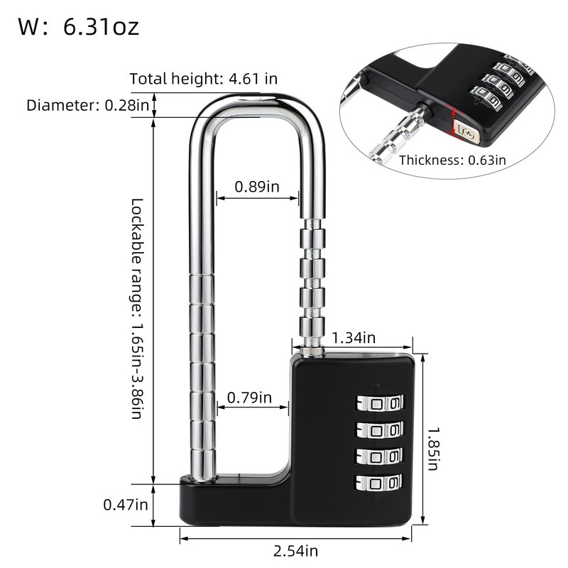 NBYT Cabinet Lock,Combination Padlock,Gym Locker Lock Code Long Adjustable Shackle
