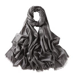Hybeeh Sparkly Glitter Hijab Scarf for Women Shimmer Hijab Metallic Lightweight Wrap Pashmina Shawl for Women (Grey)