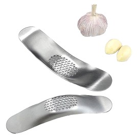 2 pcs Premium Stainless Steel Garlic Presser and Crusher, Ergonomic Heavy-Duty Garlic Mincer Tool, Easy Clean, Dishwasher Safe