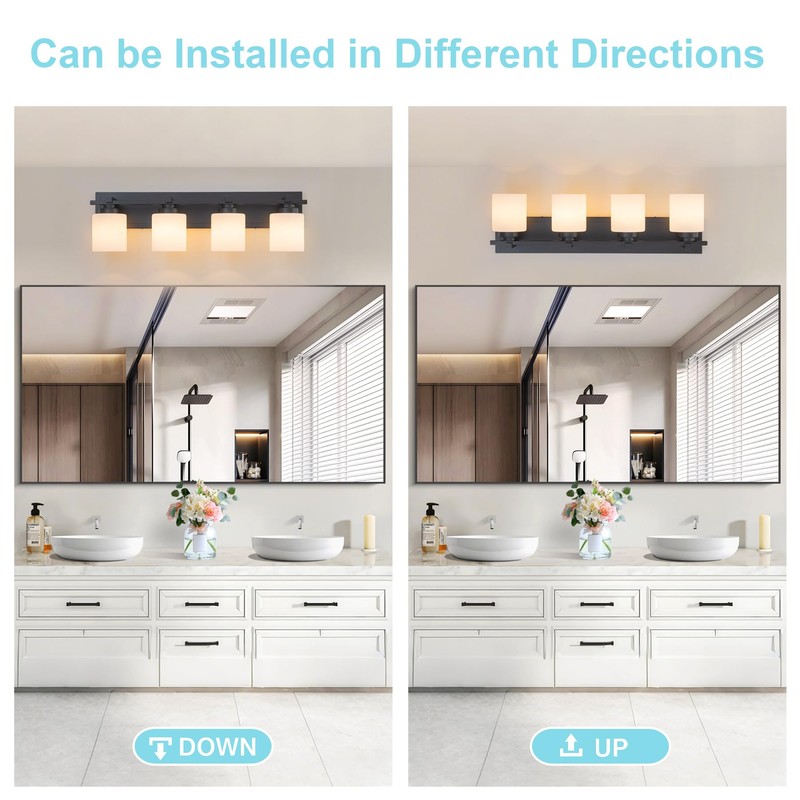 BrkNit 4 Light Modern Bathroom Light Fixtures Over Mirror, Black