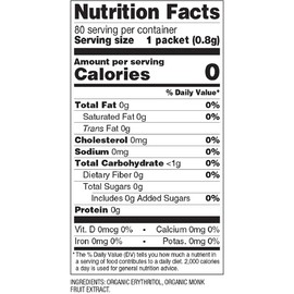 Sweetleaf Monk Fruit Organic Sweetener Granules 80 Packets