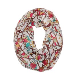 Wrapables® Lightweight Forest Animal Infinity Scarf, Fox, Owl, Moose Print Scarf, Owl White