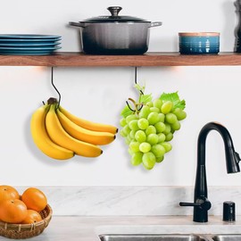 2 pcs Banana Hook, Banana Holder Under Cabinet to Keep Bananas Fresh Self Adhesive Banana Hook Foldable Metal Banana Hanger Hook Magnetic Banana Holder Hook for Bananas or Other Kitchen Items