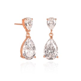 Diamond Treats Pear Shape Drop Earrings for Women with Cubic Zirconia Stones. 925 Sterling Silver Teardrop Earrings for Women, Ladies Earrings Made of 925 Silver with Gift Box, Sterling Silver, Cubic