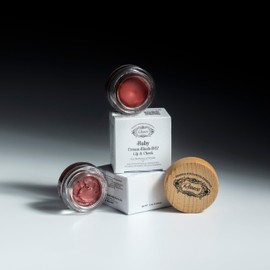 ROSECE - RUBY - 2-in-1 Cream Cheek Blush + Lip Color | Natural Mineral pigmenst | Soft Lips with natural oils and Vitamin E | 100% Plant ingredients, Vegan | Shimmery Sweet RED | 0,25 fl oz