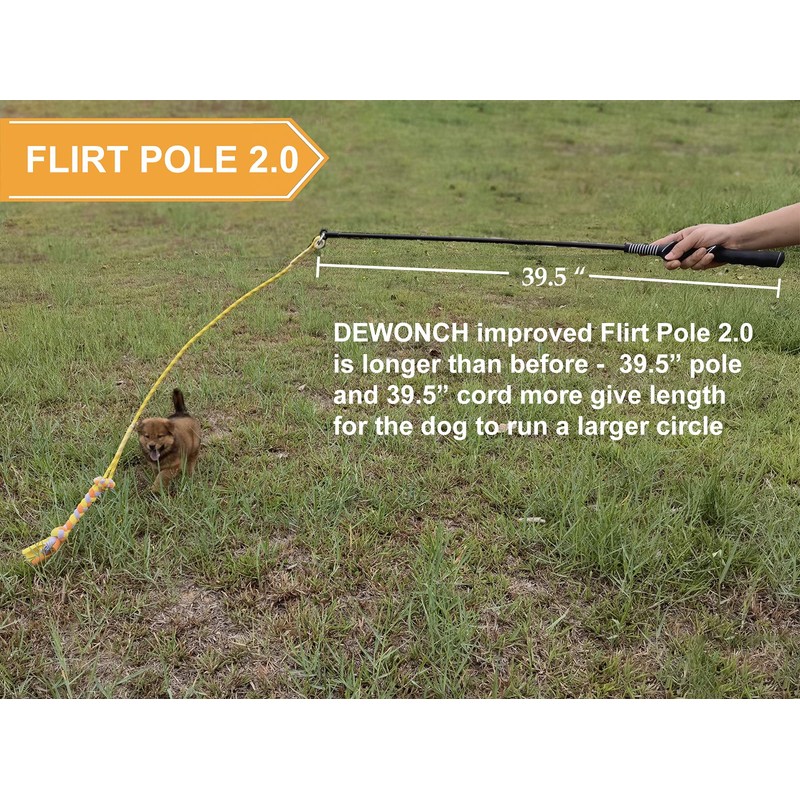 Dewonch Flirt Pole Dog Toys for Training & Exercise,Durable Teaser