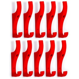 TOUGHOOK Unbreakable Plastic Safety Coat Hooks 10 Pack (Red)