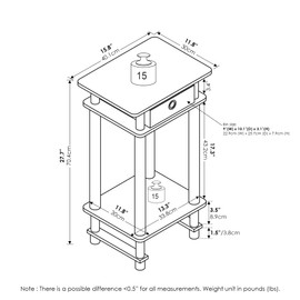 Furinno Turn-N-Tube Tall End Table, French Oak Grey/Black/Black