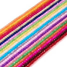 Bestewelry Kleine facettierte Glasperlen, 20 Stränge, 3 x 2 mm, Rondelle-Imitation, Jade, Mini-Rocailles, lose Perlen für DIY-Armbänder, Halsketten, Perlenzubehör