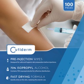 Cutiderm Pre-Injection Alcohol Wipes/Swabs Box of 100 Sachets