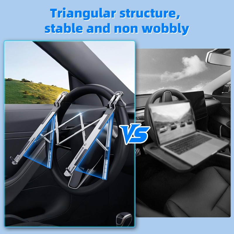 Angle Adjustable Car Steering Wheel Laptop Holder,Foldable Laptop Stand for