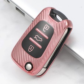 Car Key Case Compatible with Hyundai i20 i30 i35 iX20 iX35 Sportage Verna Avante Premium TPU Car Remote Key Protector (Carbon Pink)