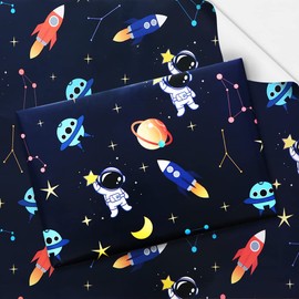 Birthday Wrapping Paper for Kids Boys Girls Space Lover, Outer Space Wrapping Paper for Birthday Baby Shower Kindergarten Party, 6 Sheets Folded Flat 20x28 Inches Per Sheet