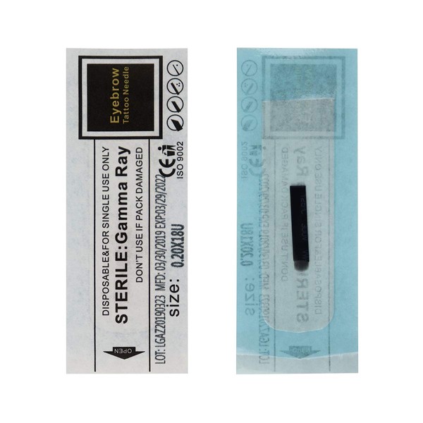 Pack of 50 Microblading Needles 18U Disposable Permanent Makeup Eyebrow Tattoo Needles (18U-0.2 mm)