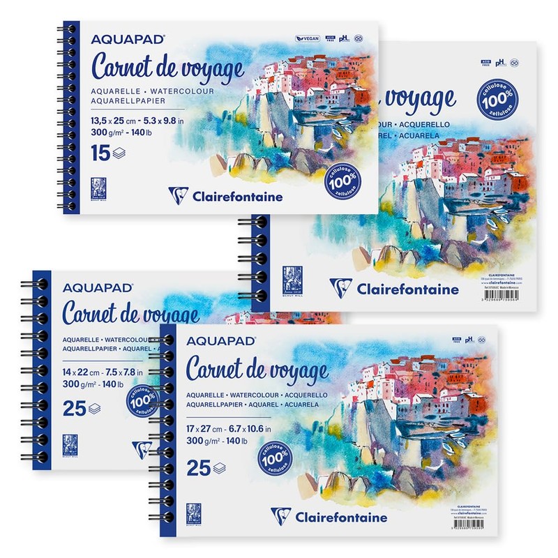 Clairefontaine Aquapad 975959C Sketchbook 17 x 27 cm Spiral Bound