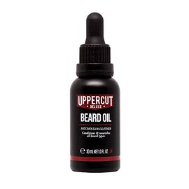 Uppercut Deluxe Beard Oil for Men, Lightweight Non-Greasy Beard Conditioner with Argan, Jojoba, Avocado & Rosemary Oils, Softens & Nourishes Beard, Patchouli Leather Scent, Beard Grooming Oil, 1 fl oz