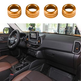 BORUIEN for Ford Bronco Sport 2021-2024 Air Conditioner Dash Vent Switch Knob Cover Decor Trim 4PCS Aluminum Alloy (Don't for Bronco) (Orange)