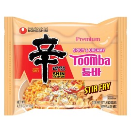 Nongshim Shin Toomba Stir Fry Creamy Premium Ramen Noodle Soup Pack, 4.83 oz X 4