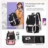 School Backpack for Girls Color-block School Bag with Lunch Box