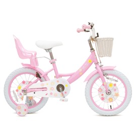 Bixike Girls Bike with Basket for Toddlers and Kids Aged 3-14 Years Old, 14 16 18 Inch with Training Wheels & Doll Seat, 20 Inch with Kickstand & Rear Rack, Princess Style Bicycle for Gift