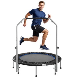 DUMOS 40"/48" Rebounder Trampoline for Adults with Handle, Exercise Trampoline Foldable Indoor Mini Rebounders with Adjustable Bar for Workout Fitness Max Load 330lbs