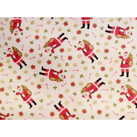 Santee Santa Merry Christmas Metallics Santa Cotton Fabric By the Yard