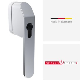 ABUS Lockable Window Handle FG500 HZ for Profile Half Cylinder - Child Lock & Burglary Protection for Windows, Ideal for Locking Systems - Prepared for Holding a Half Cylinder - Silver