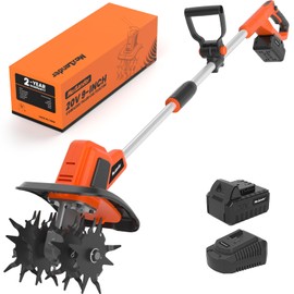 MAXLANDER Electric Tiller Cultivator, 14 Inch 12 Amp Corded Tiller for Gardening with Foldable Handle, 4 Steel Tines, Garden Rototiller with Wheels for Lawn Yard Soil Cultivation