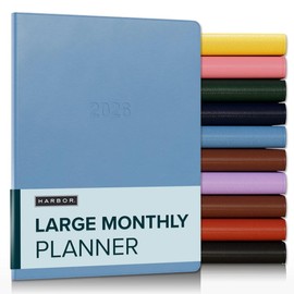 Harbor Large Monthly Planner 2026, Calendar Planner and Notebook, Durable Faux Leather, 14 Months, 96 Pages, Softcover & Lightweight - Cambridge Reef Blue - 9.75 x 7.5 "