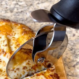 Soro Essentials- 2-1/2" Stainless Steel Blade Pizza Cutter with Black Non Slip Soft Grip Handle- Pizza Wheel Pizza Slicer Pizza Cutter Wheel for Cutting Slice Thick or Thin Pizza Crusts Pies Pizza