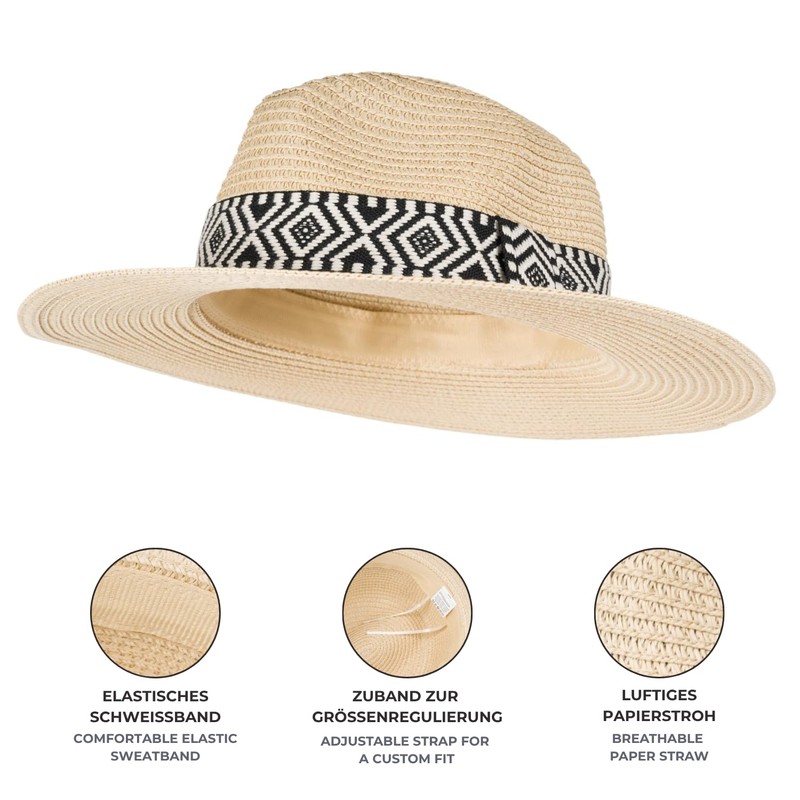 styleBREAKER 04025046 Women's Panama Sun Hat Plain with Fabric Hat